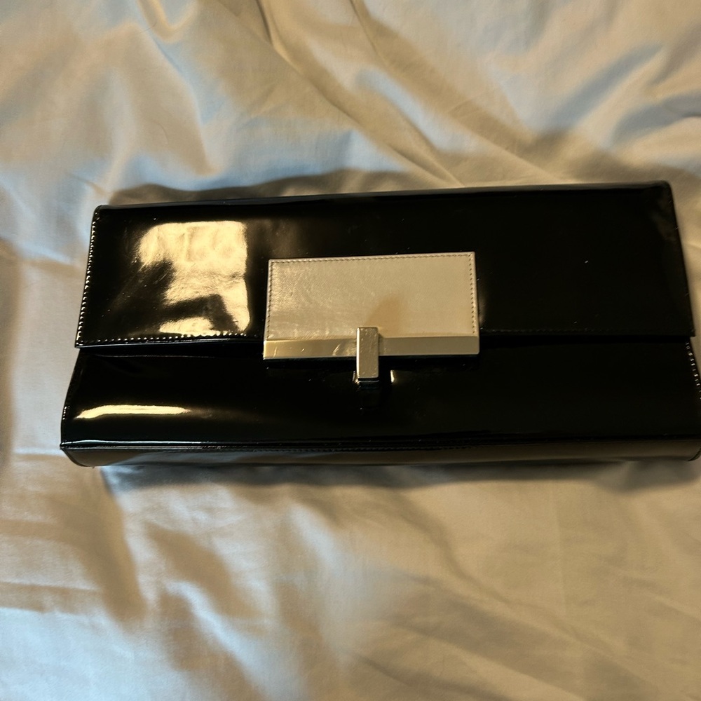 Vintage Stuart weitzman black patent leather clutch